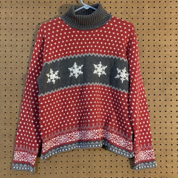VTG Christmas Sweater Turtleneck Large Paul Harris Design Faire Aisle Snowflake - Picture 1 of 5